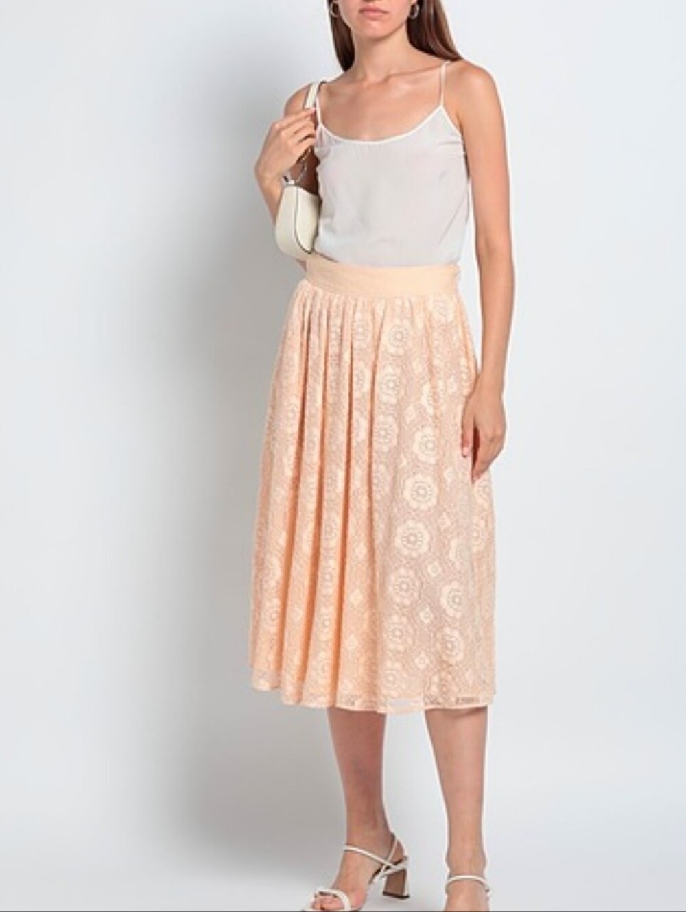 Moschino Boutique Cotton Lace Midi Skirt Size 44 US Size 10